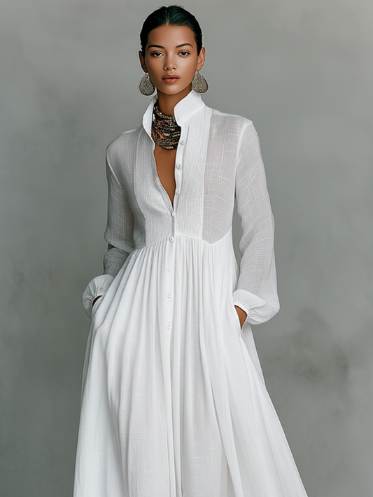 Liverno Clarissa | Elegancka Sukienka Maxi z Bawełny i Lnu