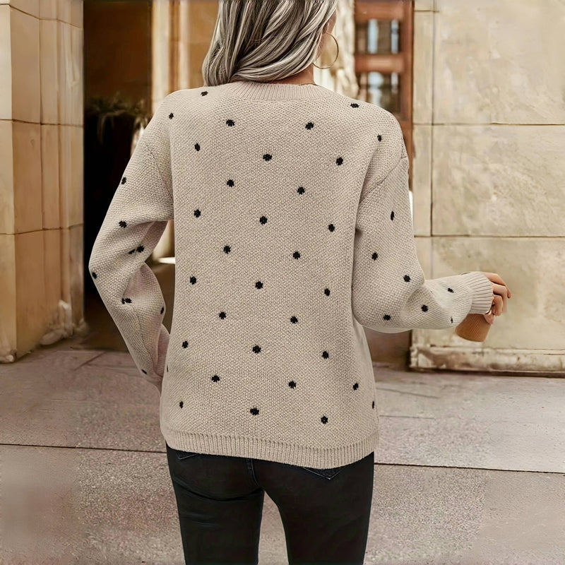Van Elst Mode® | Gebreide trui met stippen