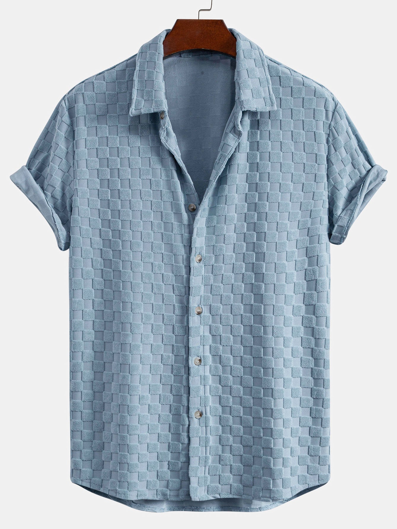 Checkerboard Terry Cloth Shirt and Shorts Set