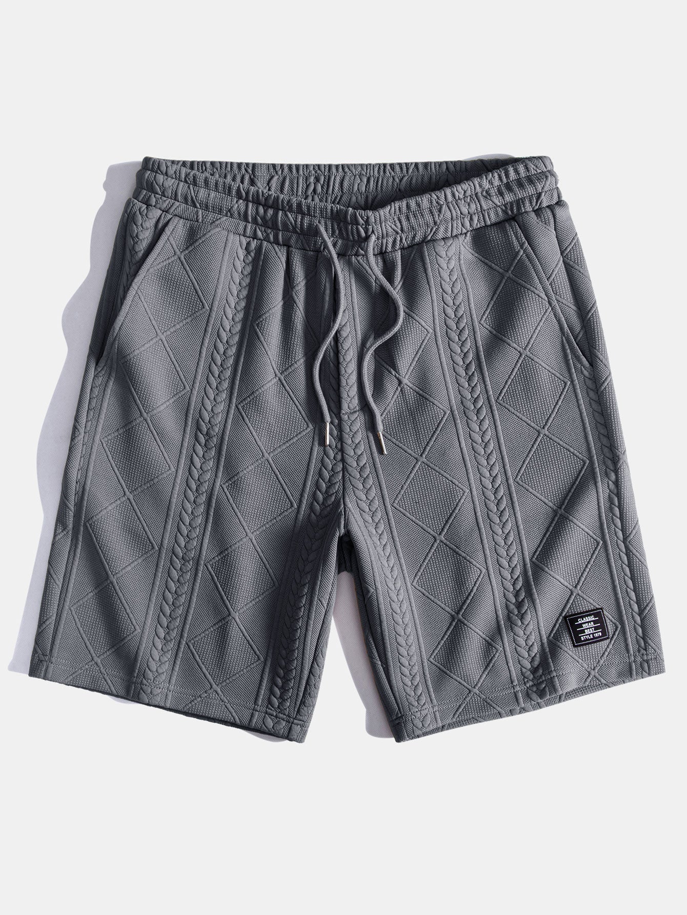 Geometric Jacquard Short Sleeve T-Shirt with Arc Hem & Matching Shorts