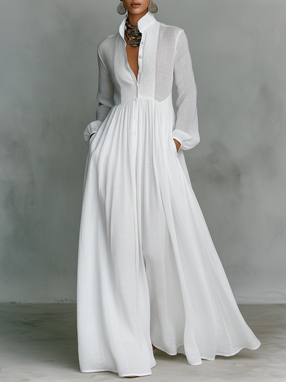 Liverno Clarissa | Elegancka Sukienka Maxi z Bawełny i Lnu