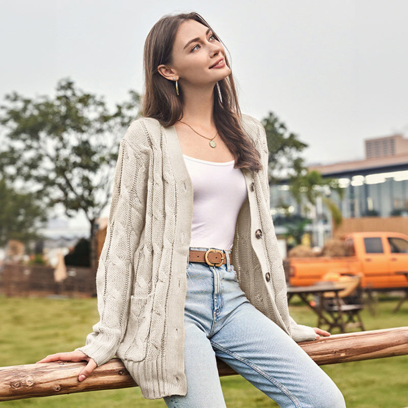 Olivia | Dames Gebreide Midi-Trui – Warm & Comfortabel voor de Herfst