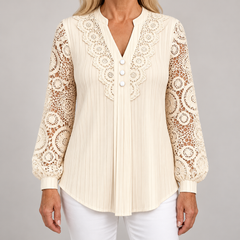 Nadia | Geplooide blouse met kanten mouwen