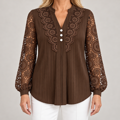 Nadia | Geplooide blouse met kanten mouwen