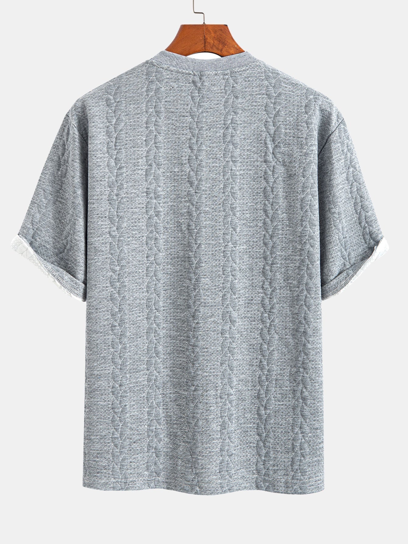 Comfortable Mid-Length Sleeve Twist Jacquard Tee & Shorts Set