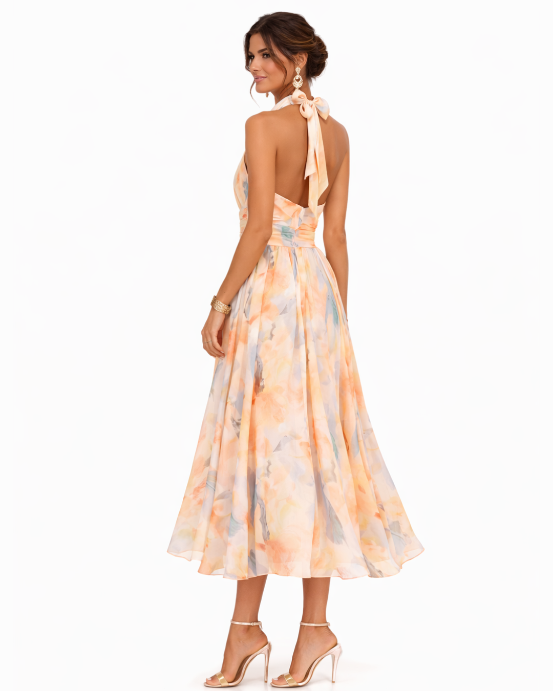 Liverno™ Aisling | Akwarelowa sukienka z dekoltem typu halter