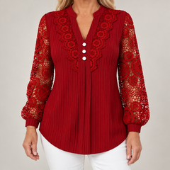 Nadia | Geplooide blouse met kanten mouwen