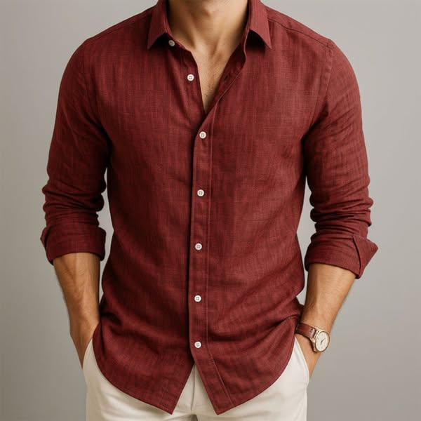Arden Casual Cotton Linen Shirt With Button