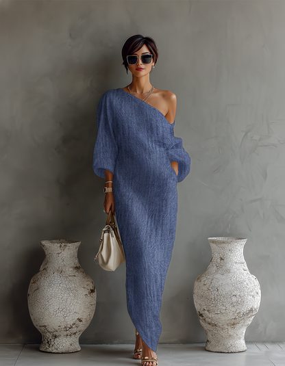 Liverno Victoria | Elegancka Sukienka Maxi z Odkrytym Ramieniem