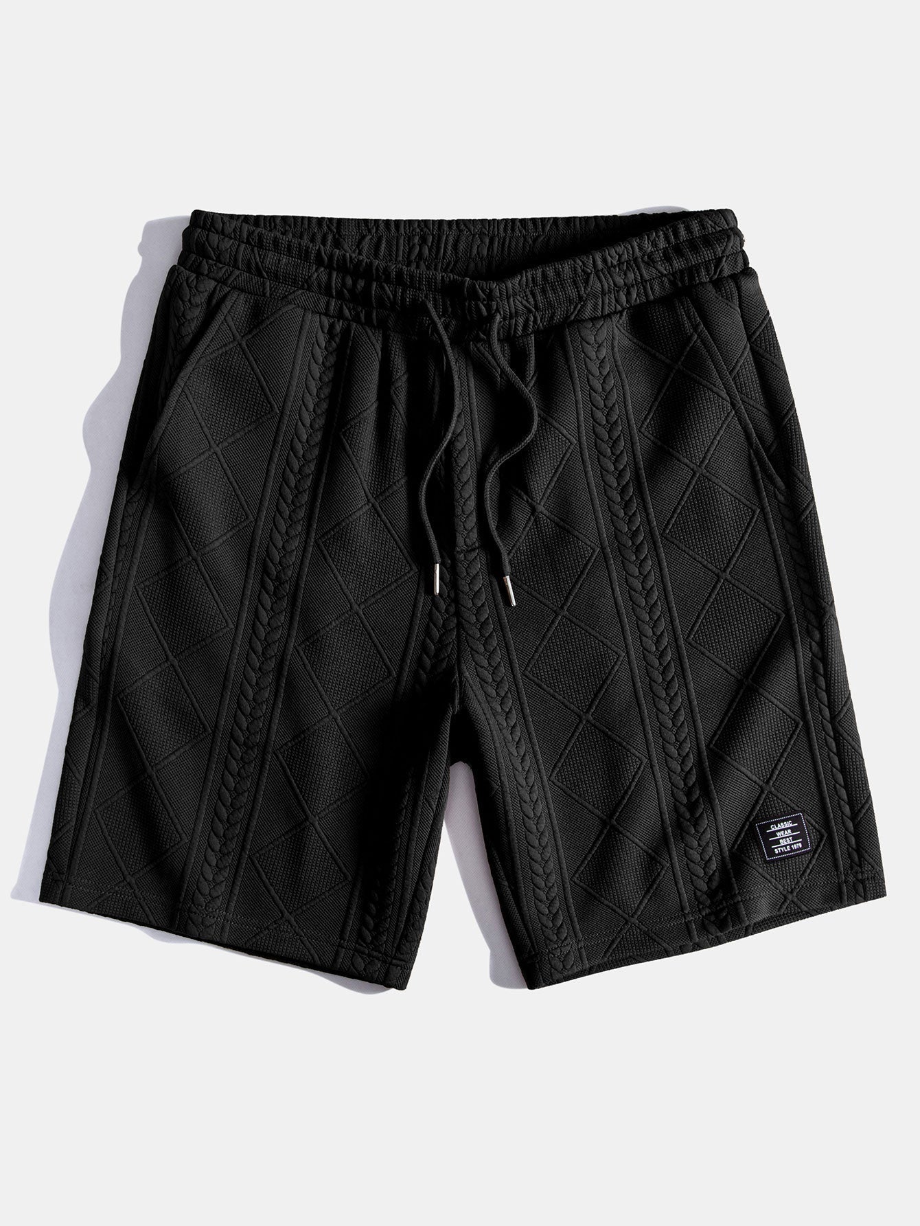 Geometric Jacquard Short Sleeve T-Shirt with Arc Hem & Matching Shorts