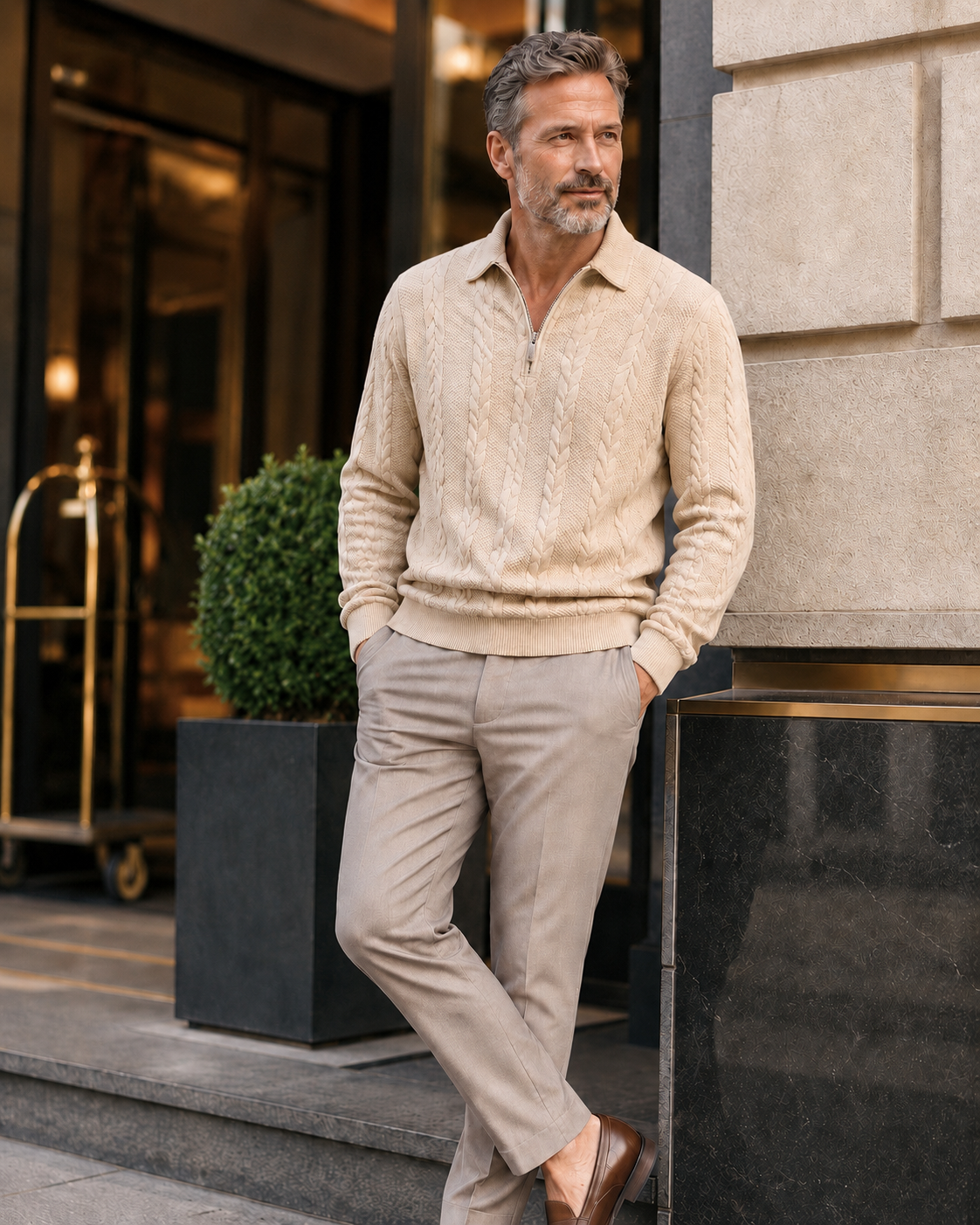 Liverno Eliano | Elegancki Sweter Męski z Kołnierzykiem i Zamkiem