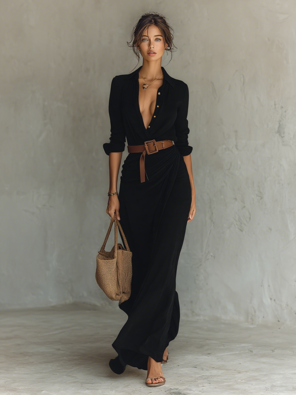 Liverno Arabella | Elegancka Sukienka Maxi Koszulowa