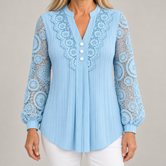 Nadia | Geplooide blouse met kanten mouwen