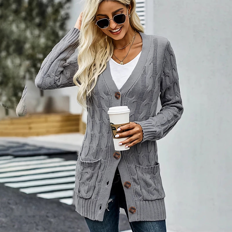 Olivia | Dames Gebreide Midi-Trui – Warm & Comfortabel voor de Herfst