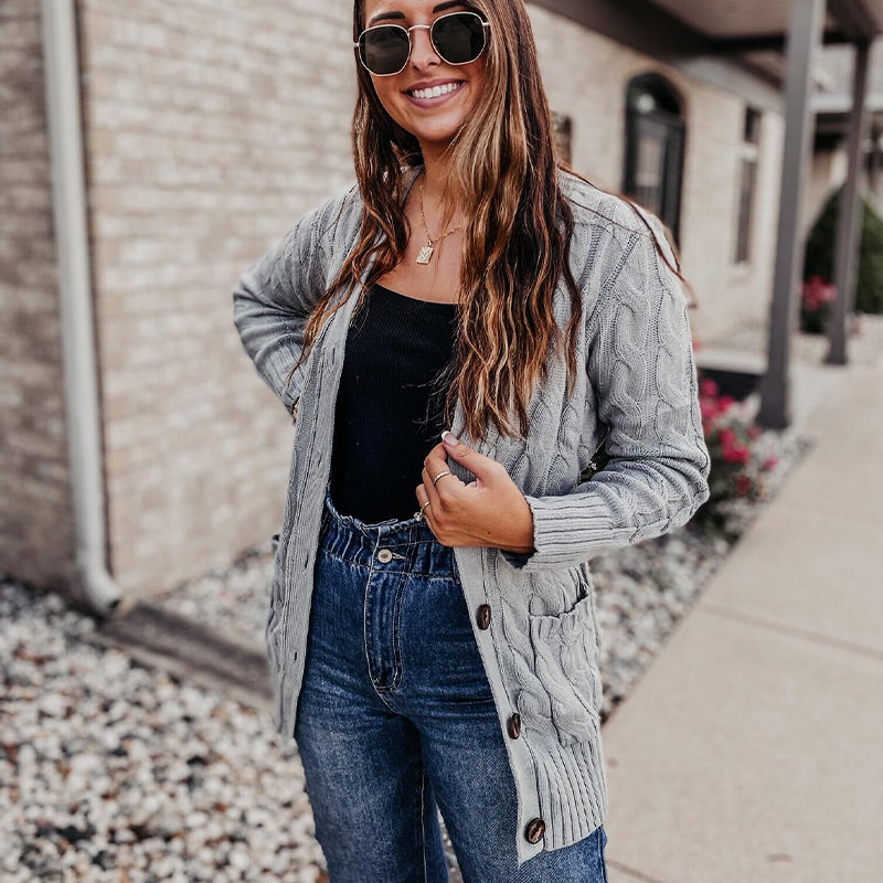 Olivia | Dames Gebreide Midi-Trui – Warm & Comfortabel voor de Herfst