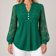 Nadia | Geplooide blouse met kanten mouwen