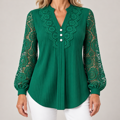 Nadia | Geplooide blouse met kanten mouwen