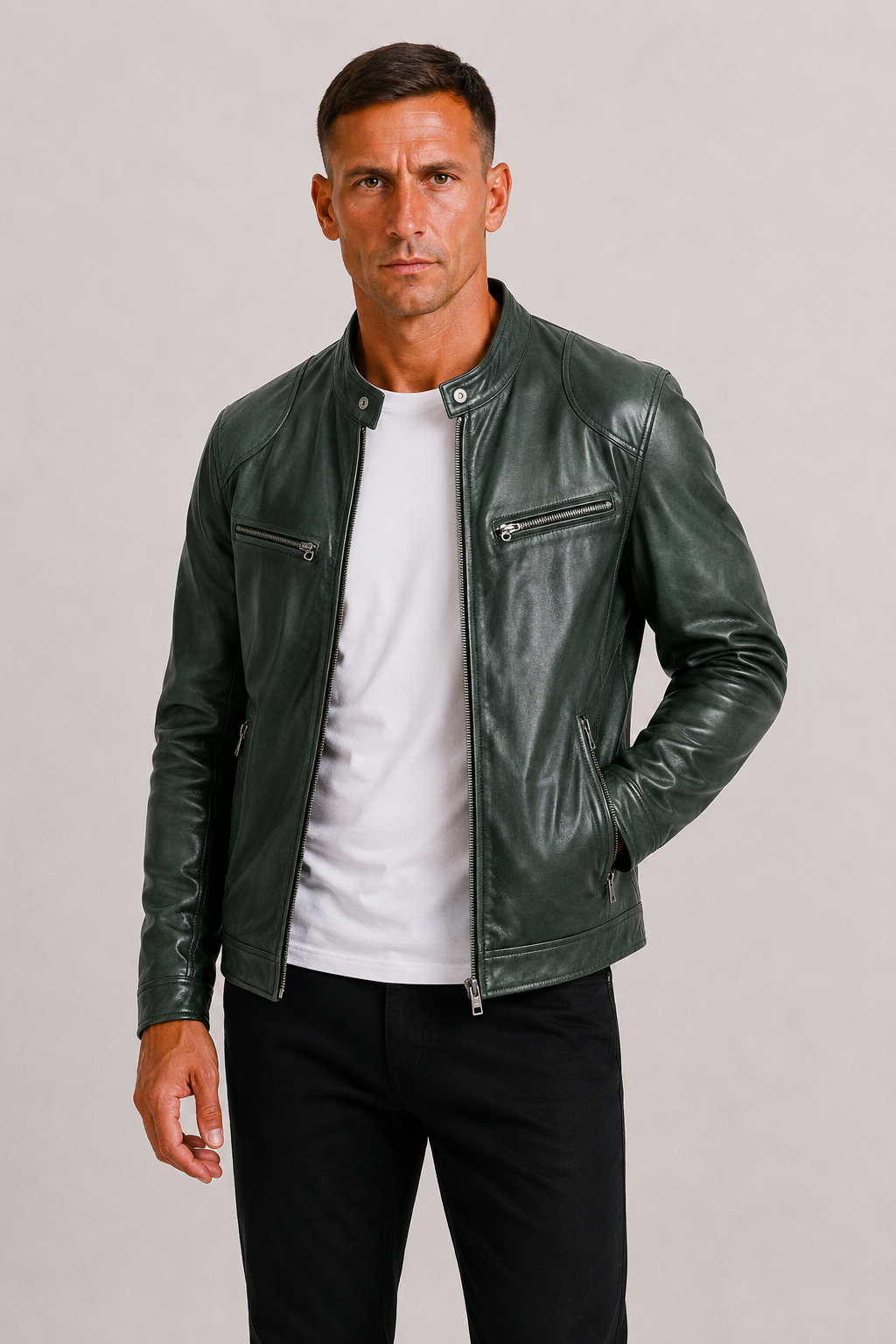 Lunelle | Heren Leren Bikerjack Stoere Tijdloze Stijl