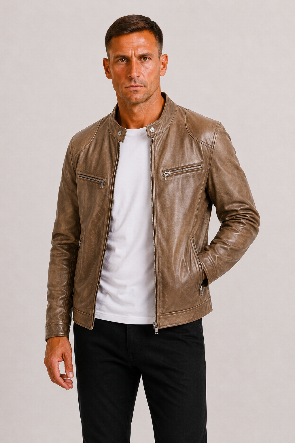Lunelle | Heren Leren Bikerjack Stoere Tijdloze Stijl