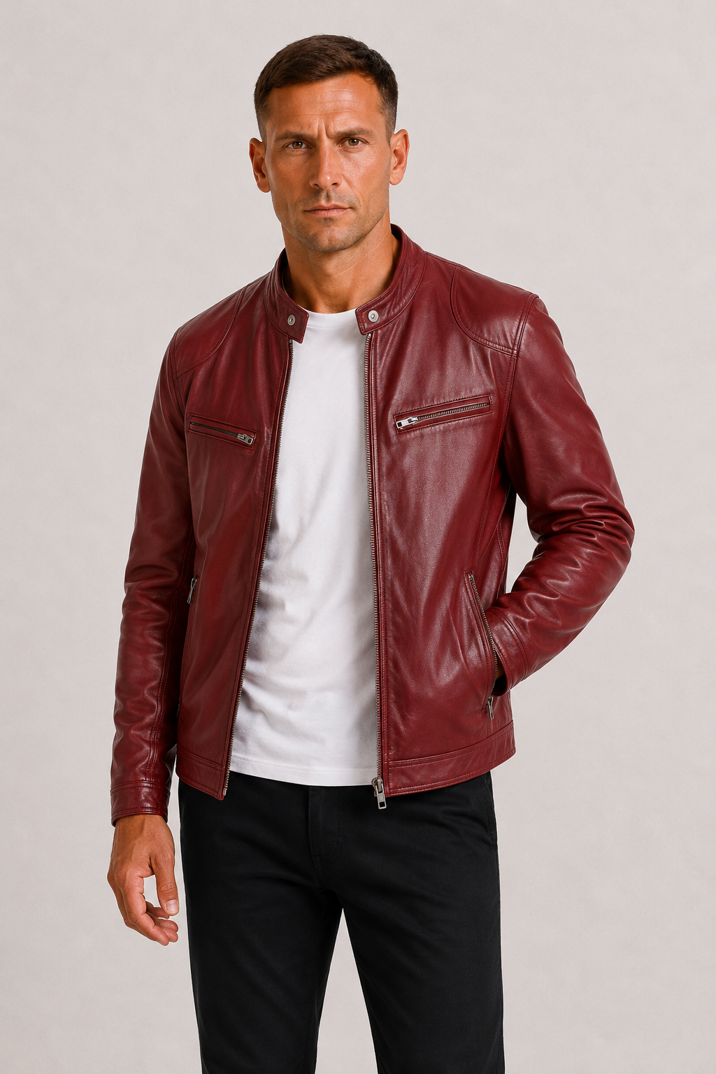 Lunelle | Heren Leren Bikerjack Stoere Tijdloze Stijl
