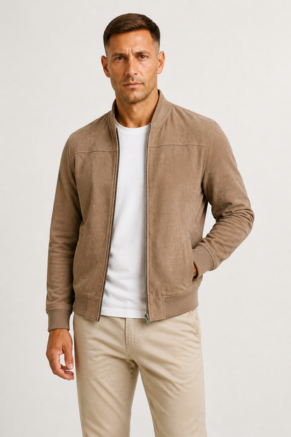 Lunelle | Heren Suède Bomberjack Slim-Fit Tijdloze Stijl