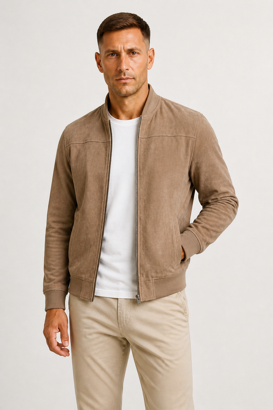 Lunelle | Heren Suède Bomberjack Slim-Fit Tijdloze Stijl