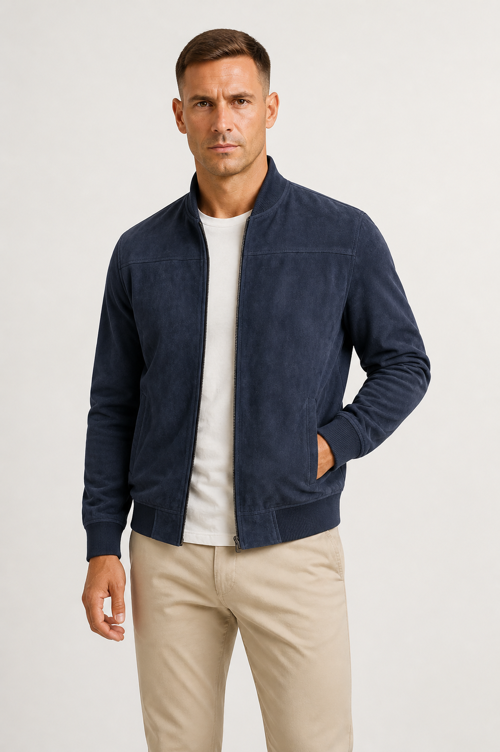 Lunelle | Heren Suède Bomberjack Slim-Fit Tijdloze Stijl