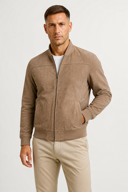 Lunelle | Heren Suède Bomberjack Slim-Fit Tijdloze Stijl