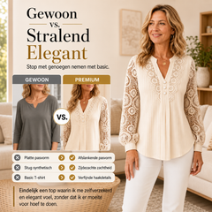 Nadia | Geplooide blouse met kanten mouwen