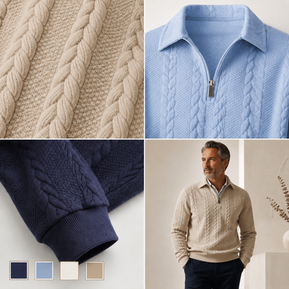 Liverno Eliano | Elegancki Sweter Męski z Kołnierzykiem i Zamkiem
