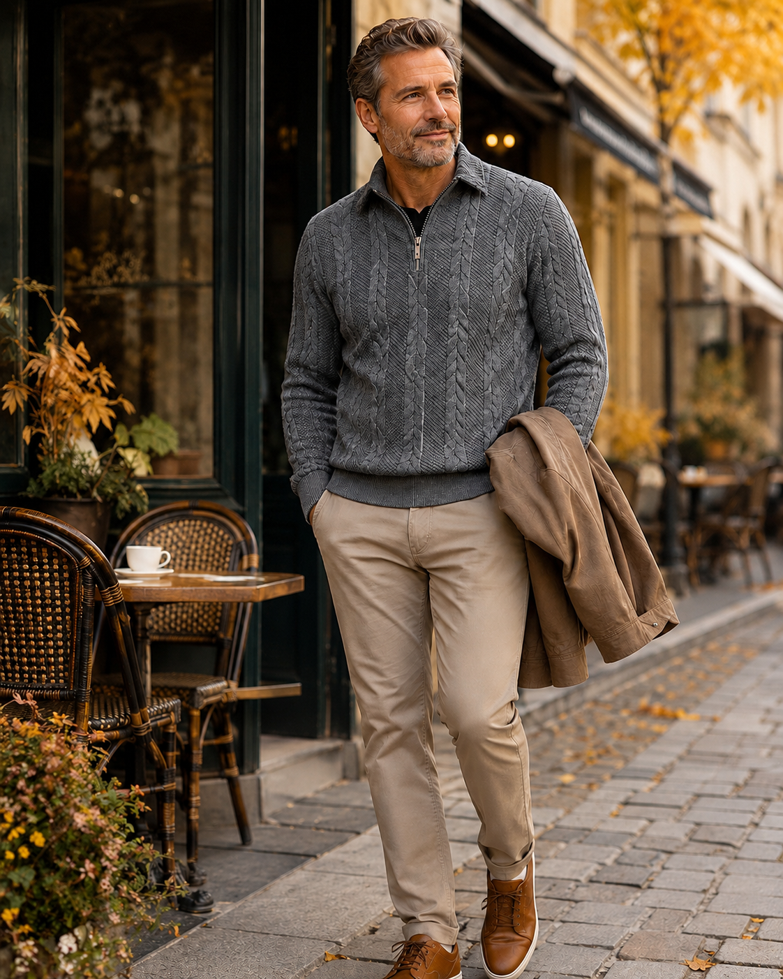Liverno Eliano | Elegancki Sweter Męski z Kołnierzykiem i Zamkiem