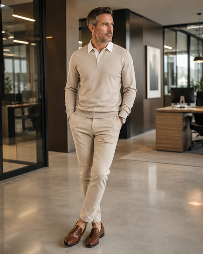 Liverno Maleko | Elegancka Polo Męska z Kontrastowym Kołnierzykiem