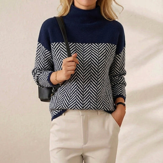 Liverno™ Selena | Elegancki Golf z Bawełny we Wzór Zigzag