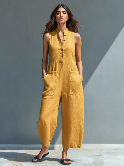 Liverno Estelle | Elegancki Kombinezon Maxi z Domieszką Lnu