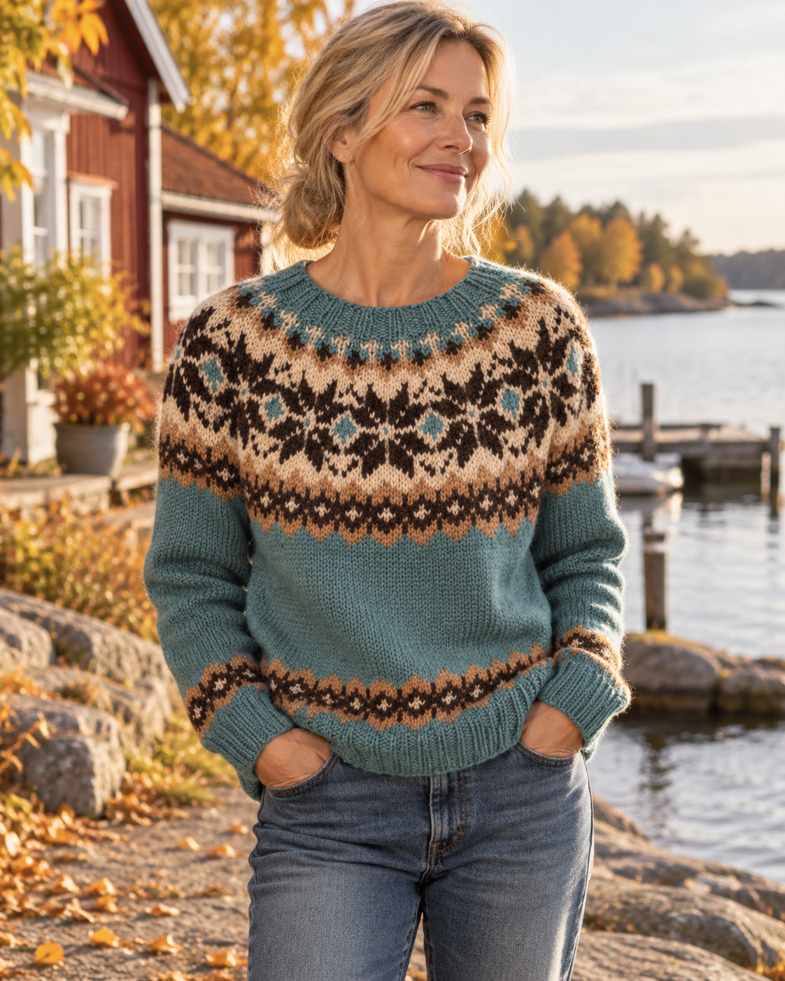 Liverno Lucrezia | Stickad tröja med nordiskt mönster för dam