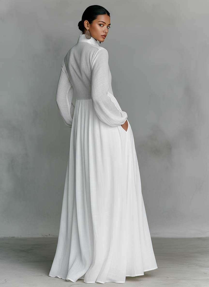 Liverno Clarissa | Elegancka Sukienka Maxi z Bawełny i Lnu