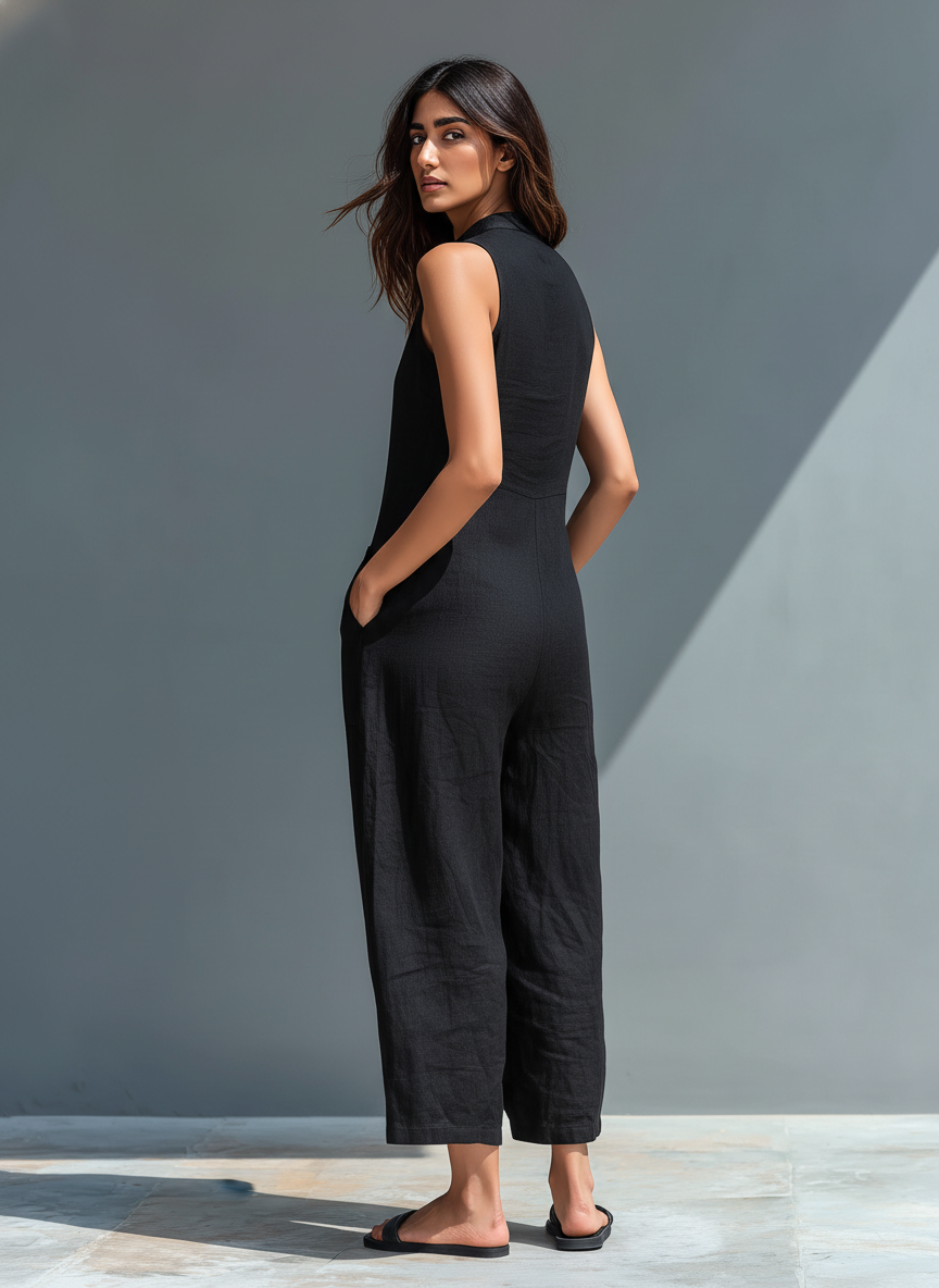 Liverno Estelle | Elegancki Kombinezon Maxi z Domieszką Lnu