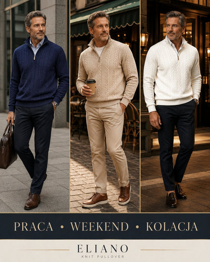 Liverno Eliano | Elegancki Sweter Męski z Kołnierzykiem i Zamkiem