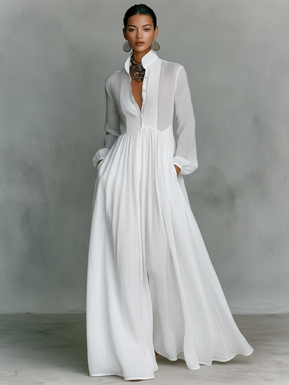 Liverno Clarissa | Elegancka Sukienka Maxi z Bawełny i Lnu