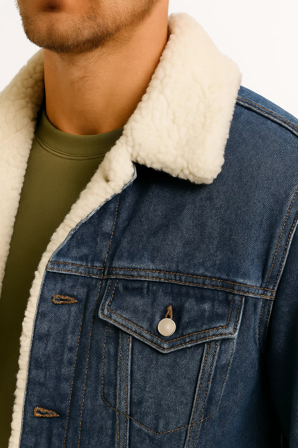 Lunelle | Heren Fleece Jacket Denim Verdikt Winter Losse Pasvorm