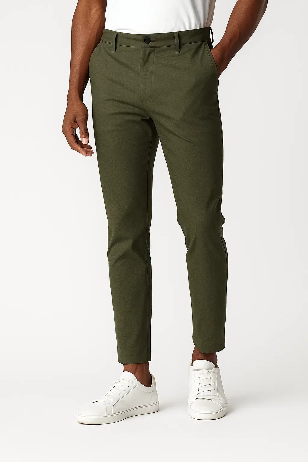 Lunelle | Heren Chino Broeken Khaki Stretch Stof Moderne Pasvorm