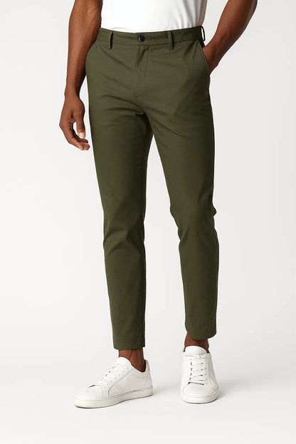 Lunelle | Heren Chino Broeken Khaki Stretch Stof Moderne Pasvorm
