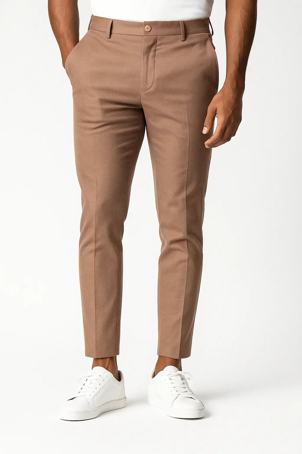 Lunelle | Heren Chino Broeken Khaki Stretch Stof Moderne Pasvorm
