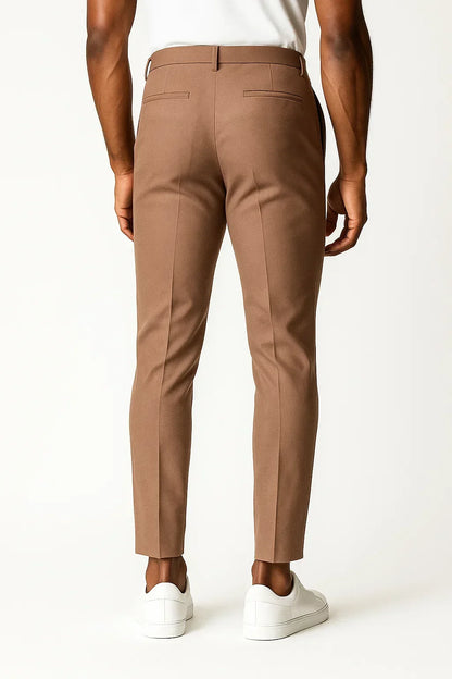 Lunelle | Heren Chino Broeken Khaki Stretch Stof Moderne Pasvorm