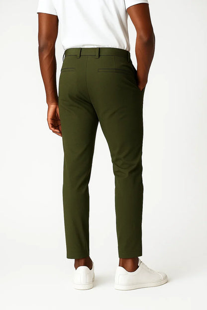 Lunelle | Heren Chino Broeken Khaki Stretch Stof Moderne Pasvorm