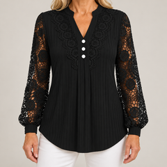 Nadia | Geplooide blouse met kanten mouwen