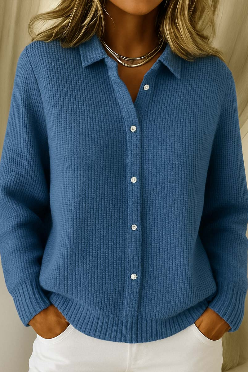 Liverno™ Lorelai | Elegancki, kobiecy sweter z dekoltem w serek i guzikami