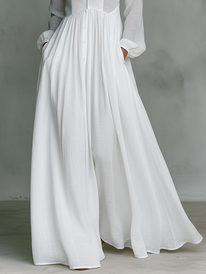 Liverno Clarissa | Elegancka Sukienka Maxi z Bawełny i Lnu