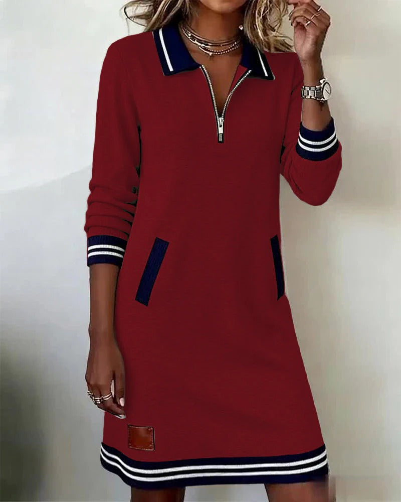 Van Elst Mode® | Chique jurk met lange mouwen van katoen