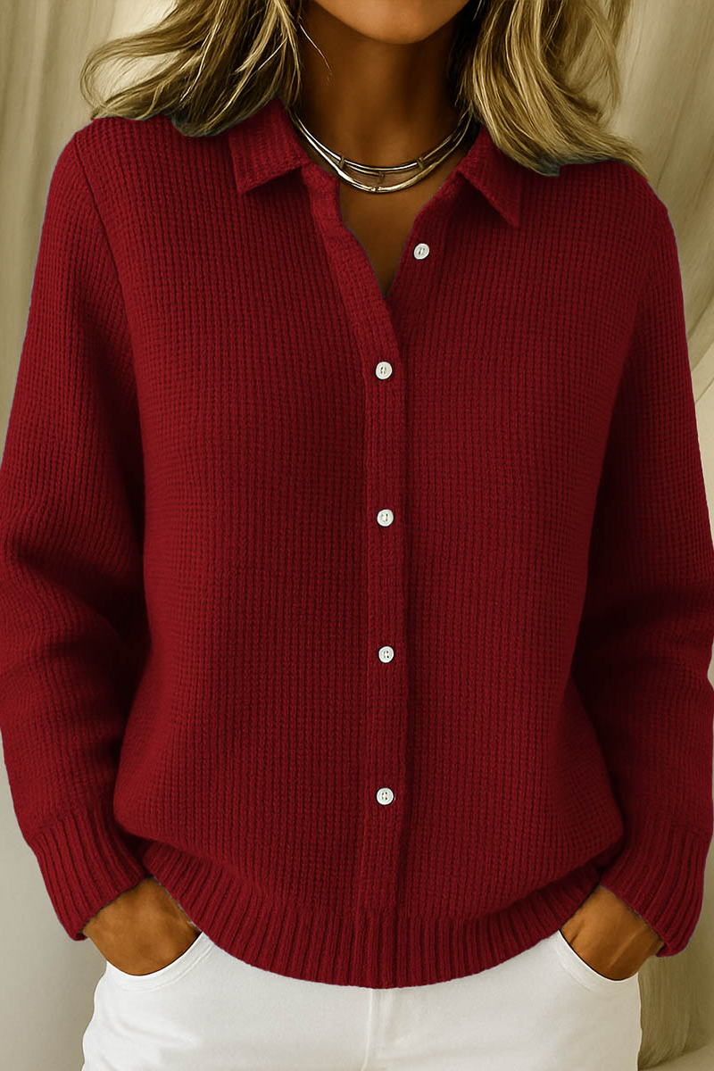 Liverno™ Lorelai | Elegancki, kobiecy sweter z dekoltem w serek i guzikami